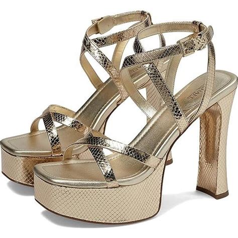 Paola Metallic Snake Embossed Leather Platform Sandal